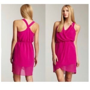 W118 by WALTER BAKER chiffon fuchsia pink opal spring dress size Small NWT